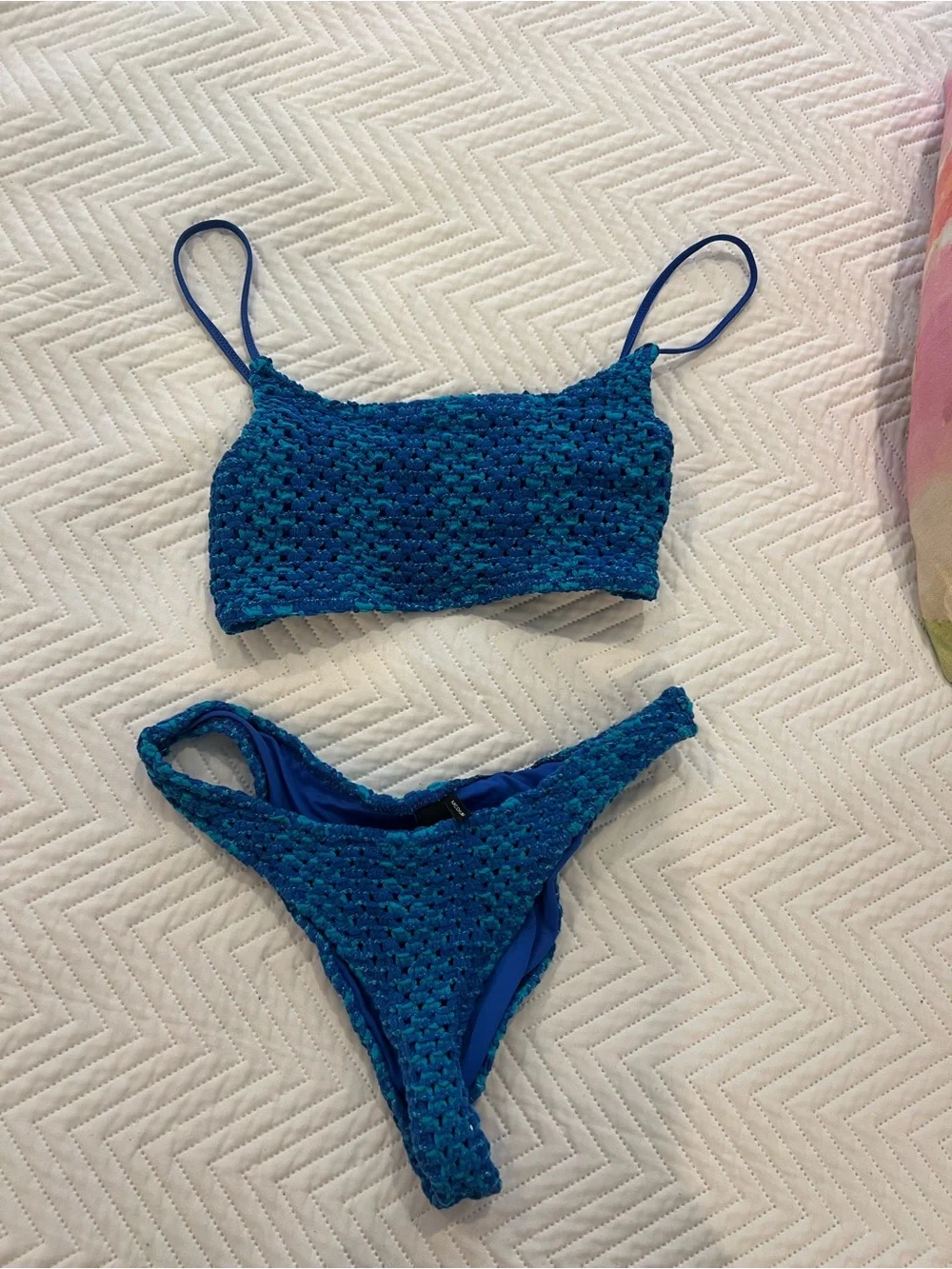 triangl swimwear Blue Crochet Bikini Set